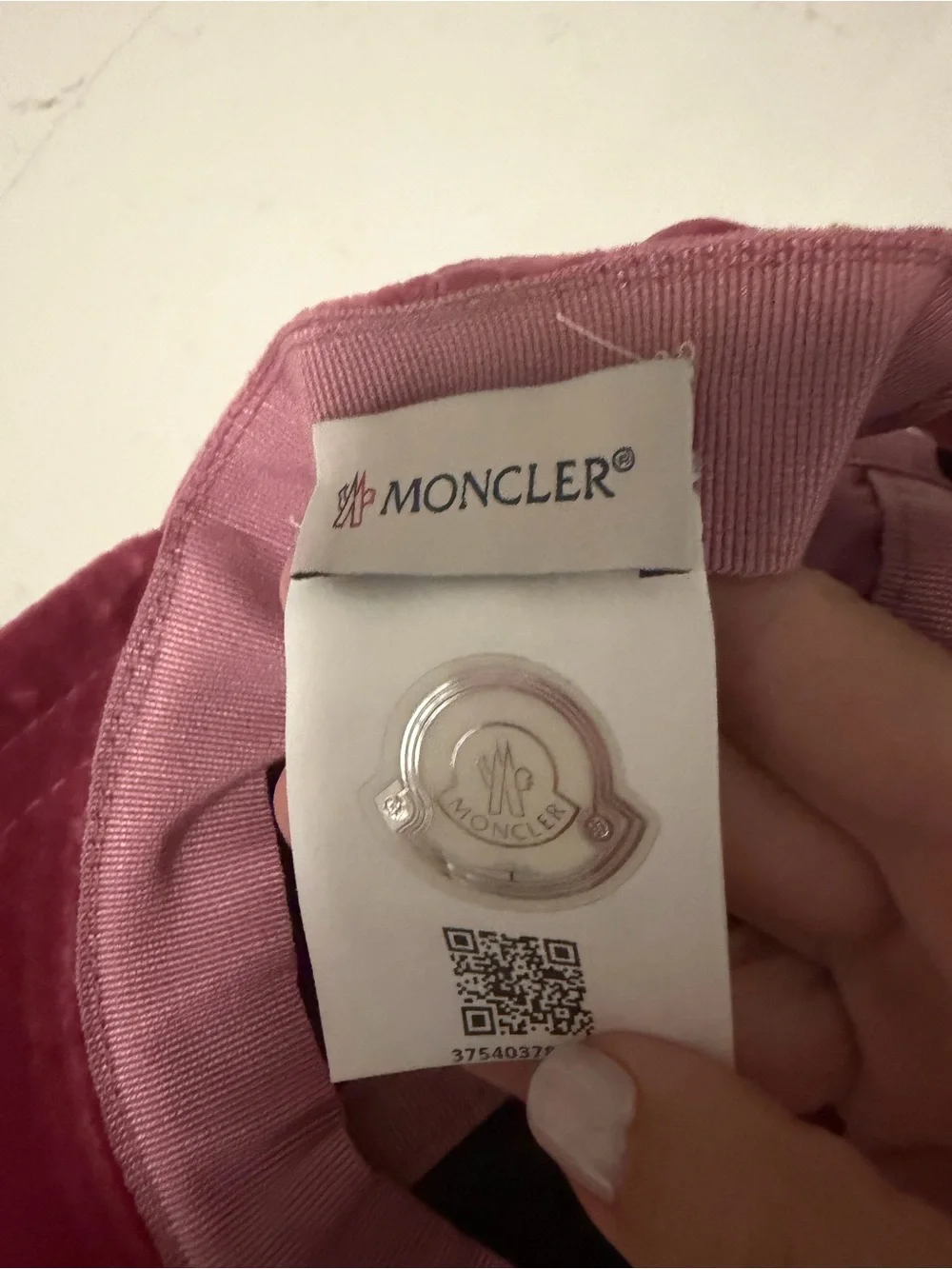 Moncler Velvet Cap in Dusty Rose Pink